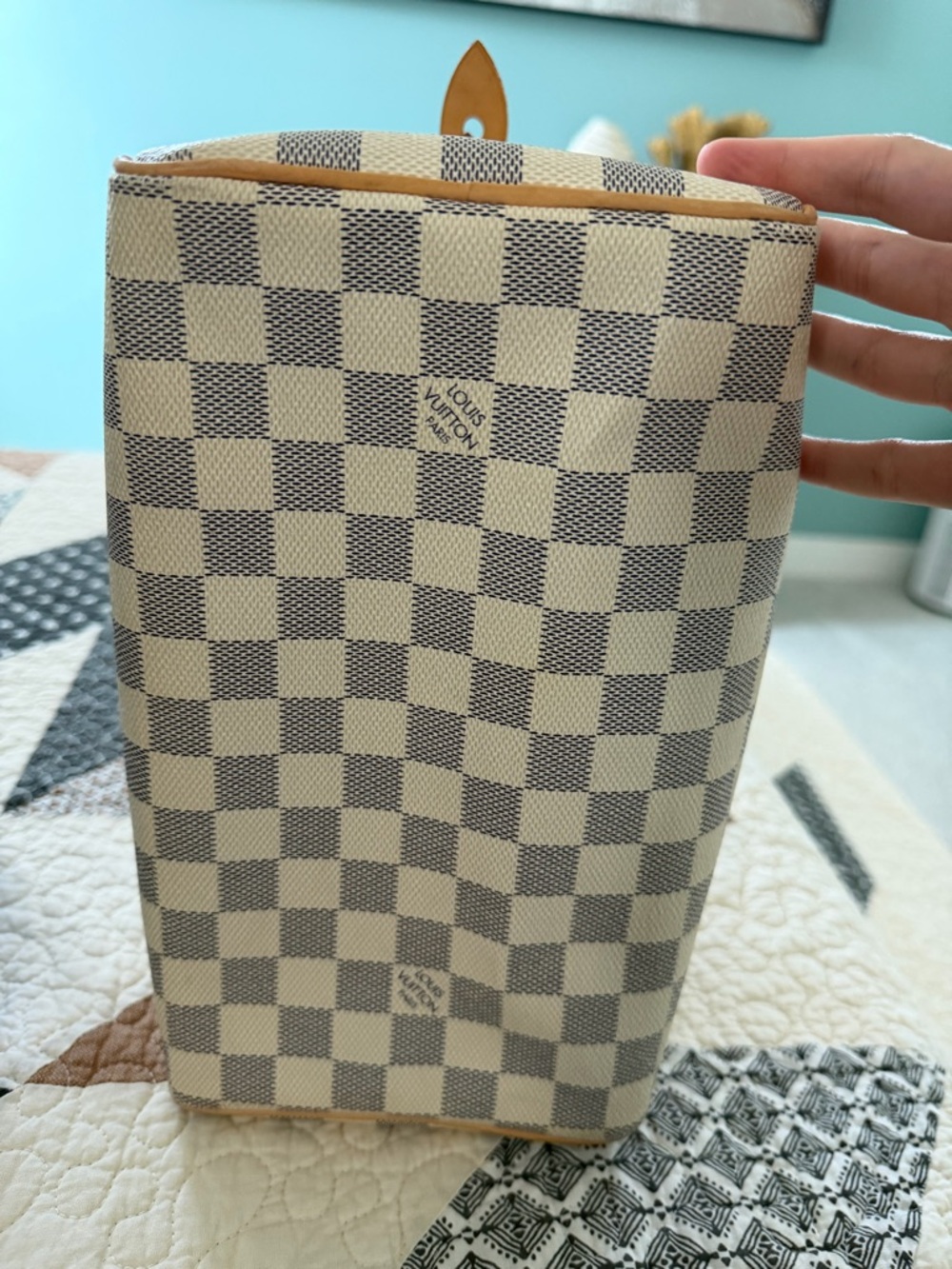 ✨ Louis Vuitton Damier Azur Canvas Speedy Handbag - Blue & Cream Check - Picture 4 of 10